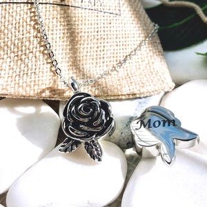 Rose urn Flower ashes cremation memories necklace